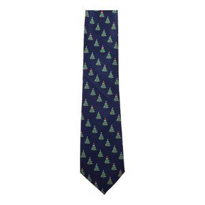 Knotty & Nice Christmas Tree Pattern Blue  100% Polyester Skinny  Necktie
